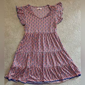 Like new Max Studio orange and blue stretchy dress size L Large